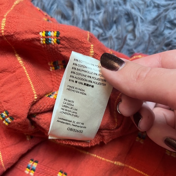 Anthropologie Pilcro The Bella Femme Top Button Front Orange Puff Sleeves XL - Picture 6 of 6